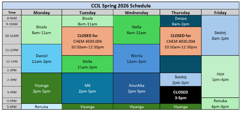 CCIL Spring 2026 Schedule