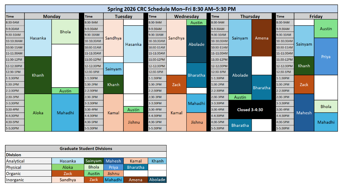 CRC Spring 2026 Schedule