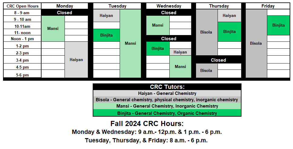 Fall 24 CRC Schedule